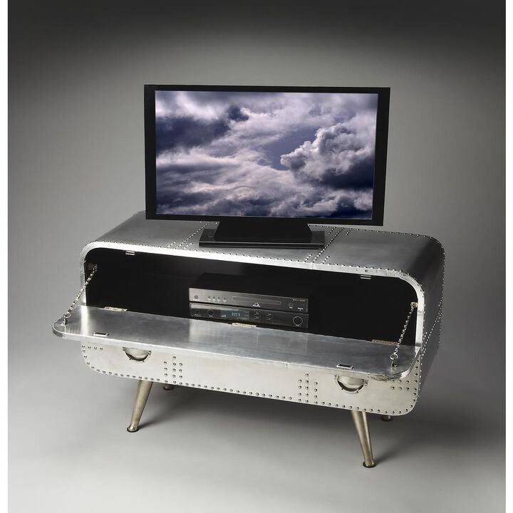 Butler Specialty Midway Aviator Console Chest, Silver