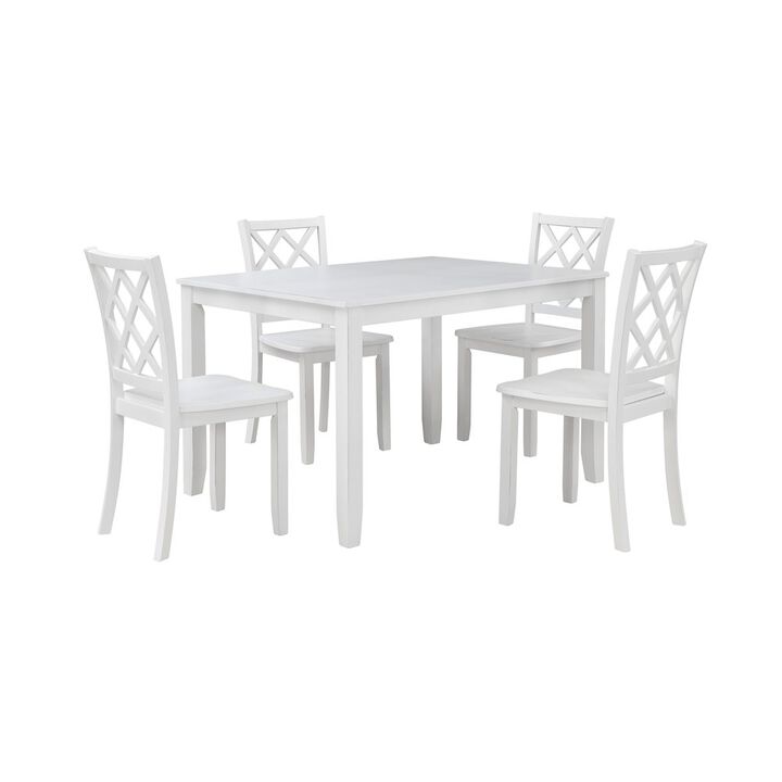 New Classic Furniture Trellis 5 Pc Dining Set, Table & 4 Chairs -  White