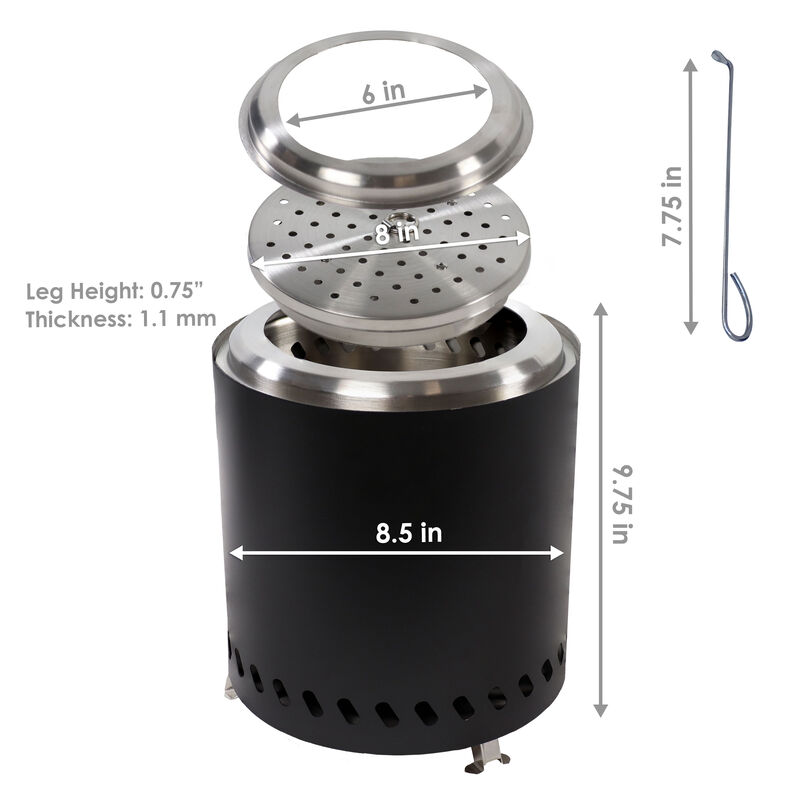 Stainless Steel Tabletop Smokeless Fire Pit - 8.5" Diameter