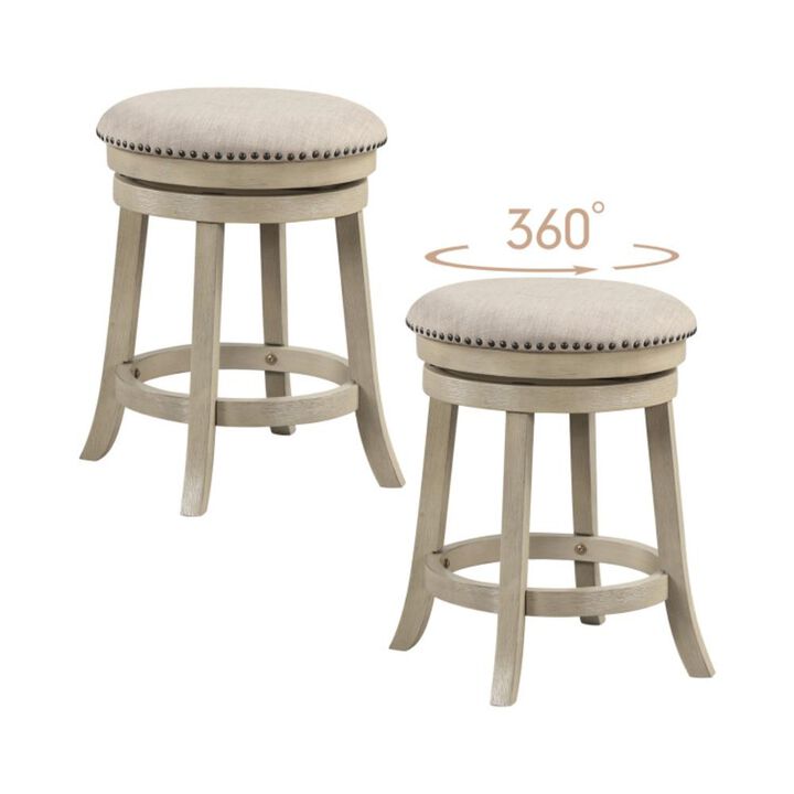 Hivvago 24/26 Inches Swivel Bar Stools Set of 2 wth Wooden Frame