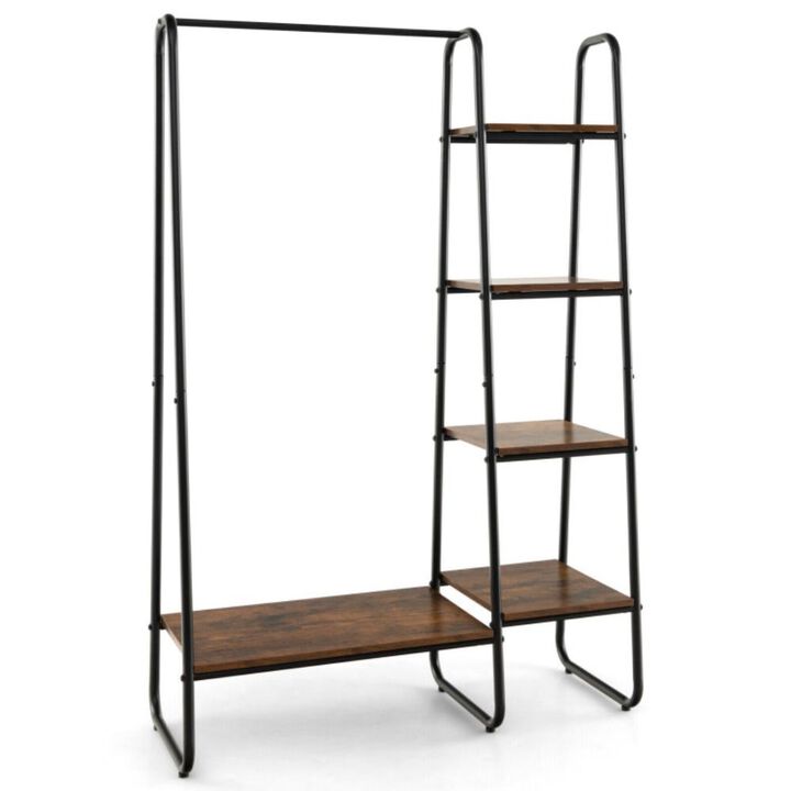 Hivvago Clothes Rack Free Standing Storage Tower with Hanging Bar