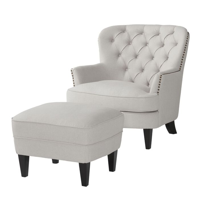 Merax Contemporary Fabric Club Chair and Ottoman Set