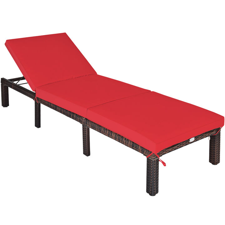 Outdoor Rattan Adjustable Cushioned Chaise