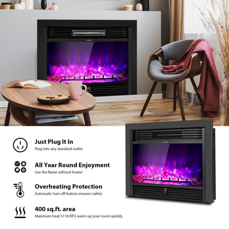 Hivvago 28.5 Inch Electric Fireplace Recessed with 3 Flame Colors