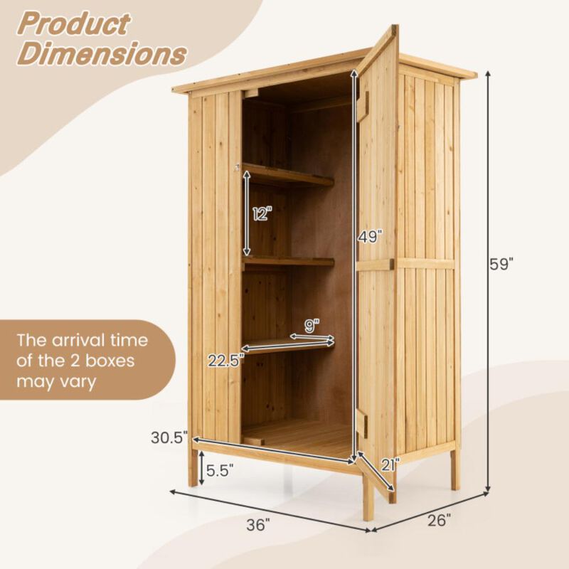 Hivvago 5 × 3 Feet Outdoor Storage Cabinet with Asphalt Roof and 3 Shelves