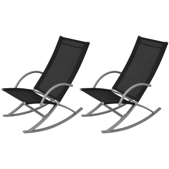 vidaXL Patio Rocking Chairs 2 pcs Steel and Textilene Black