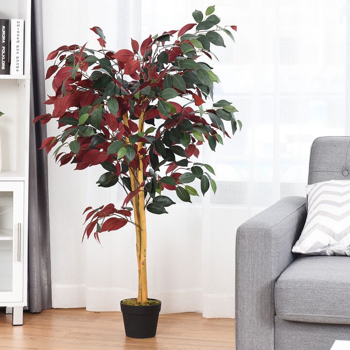 4-Foot Tall Artificial Ficus Tree with Nursery Pot – Realistic Indoor Plant Decoration