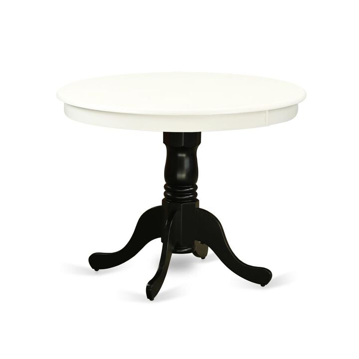 East West Furniture Dining Table Linen White & Black, ANT-LBK-TP