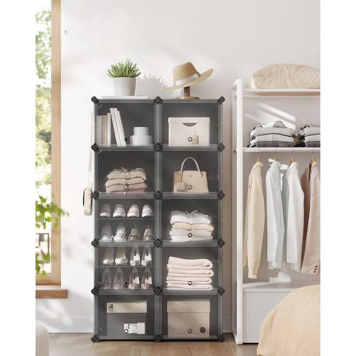 10-Cube Shoe Organizer with Doors for Concealed Storage and Stylish Organization