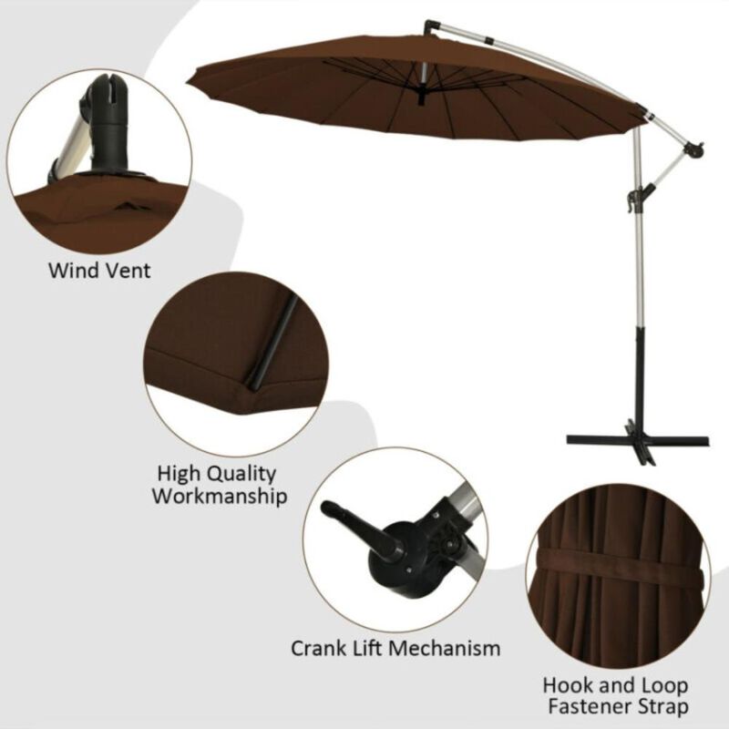 Hivvago 10 Feet Patio Offset Umbrella Market Hanging Umbrella for Backyard Poolside Lawn Garden