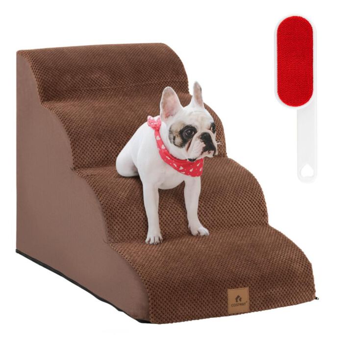 Hivvago 4-Tier Foam Non-Slip Dog Steps with Washable Zippered Cover