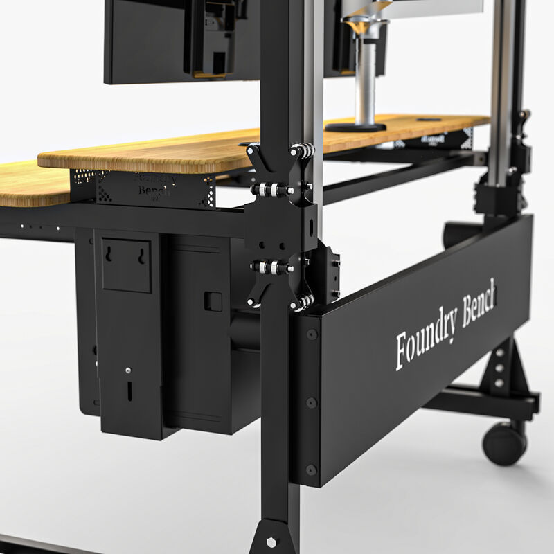 VersaDesk® Foundry Bench® Electric Portable Height Adjustable Standing Desk, 60"W, Black/Bamboo