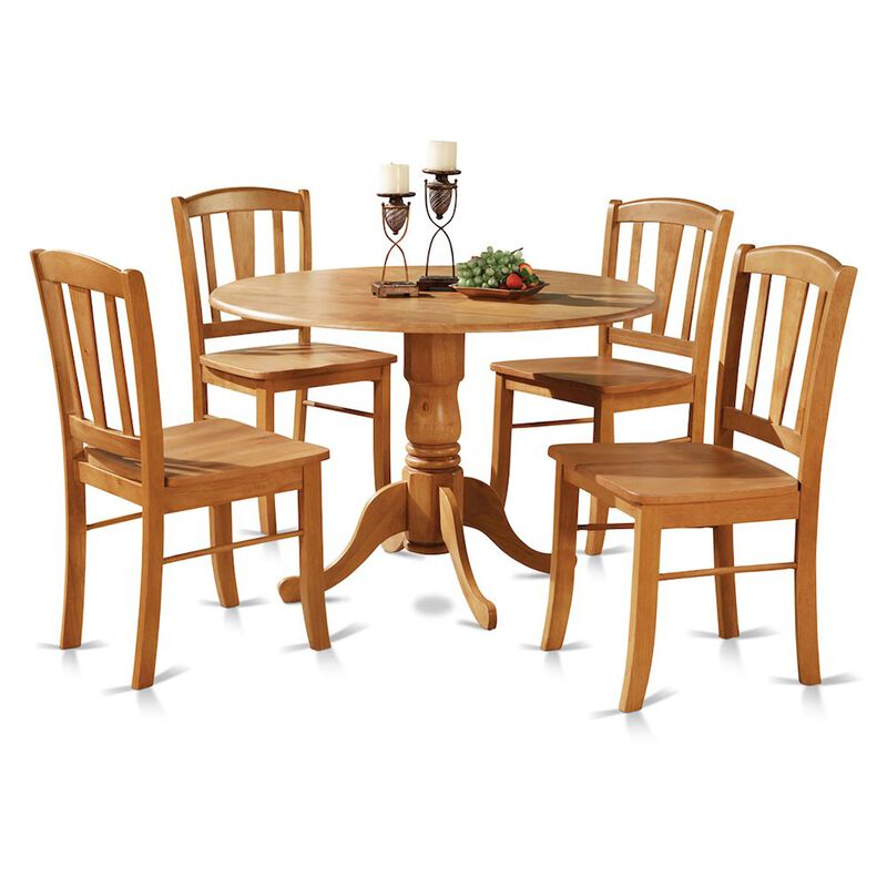 East West Furniture 5  Pc  small  Kitchen  Table  and  Chairs  set-round  Table  and  4  dinette  Chairs  Chairs