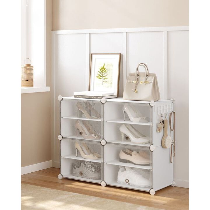 4-Cube Plastic Shoe Rack with Doors for Compact and Organized Storage