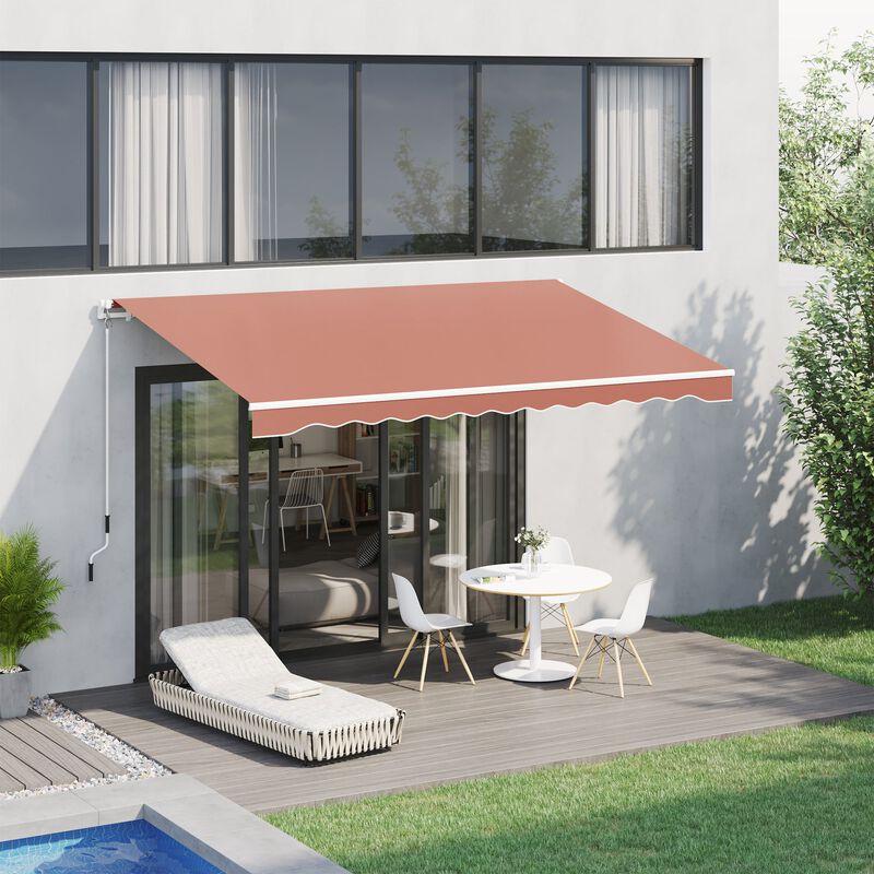 Coffee Brown Patio Cover: 13'x8' Durable Manual Retractable Sun Shade