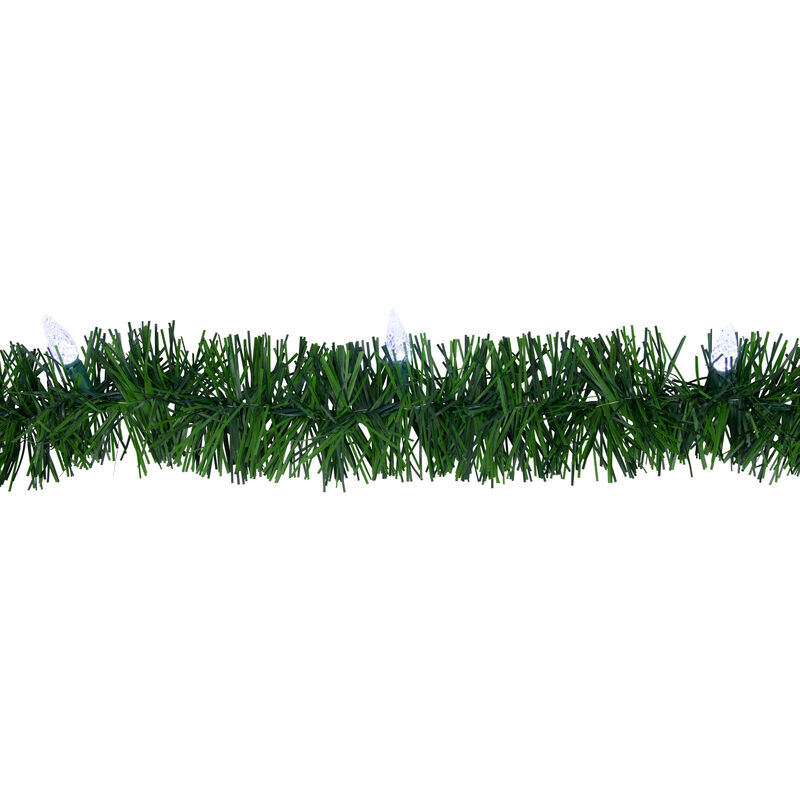 18' x 3" Pre-Lit Pine Artificial Christmas Garland  Pure White LED Faceted Lights