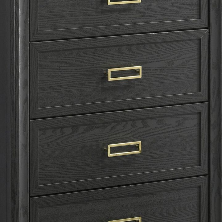 Nio 48 Inch Tall 4 Drawer Dresser Chest, Bracket Legs, Frame Handles, Gray-Benzara