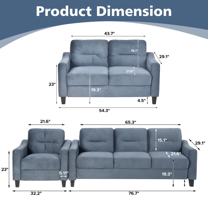 Merax Modern Velvet Chair Sofa Set