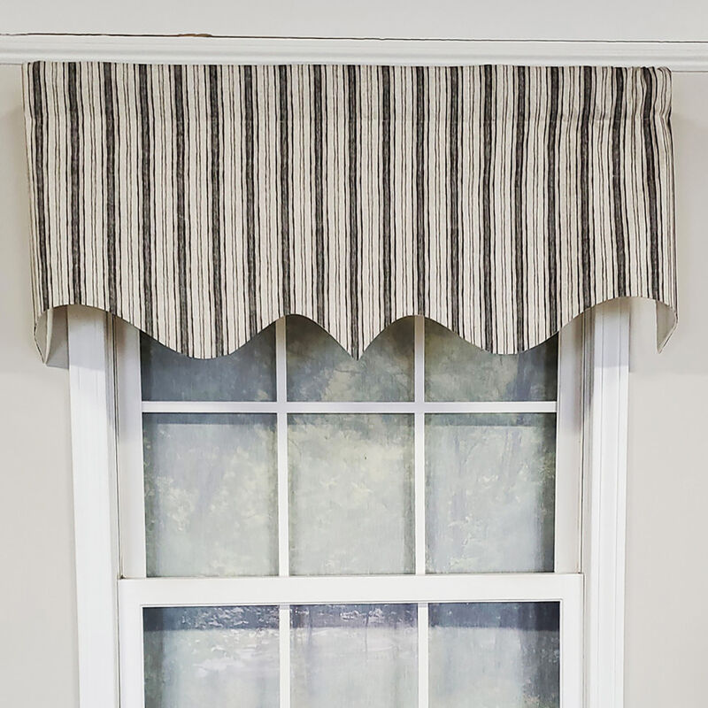 RLF Home Luxurious Modern Design Classic Brunswick Stripe Regal Style Window Valance 50" x 17" Gray