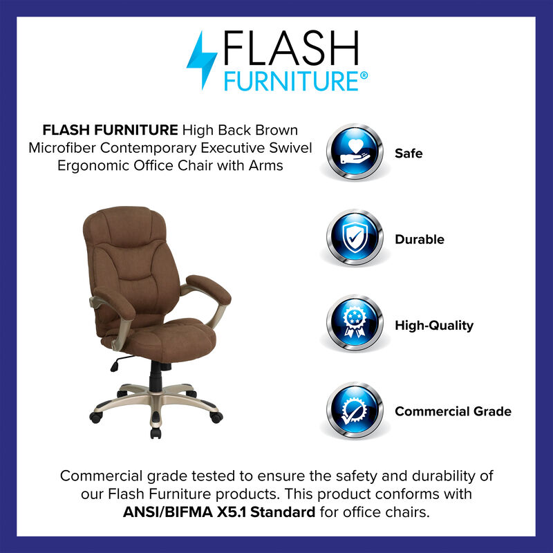 Jessie High Back Black LeatherSoft Contemporary Executive Swivel Ergonomic Office Chair
