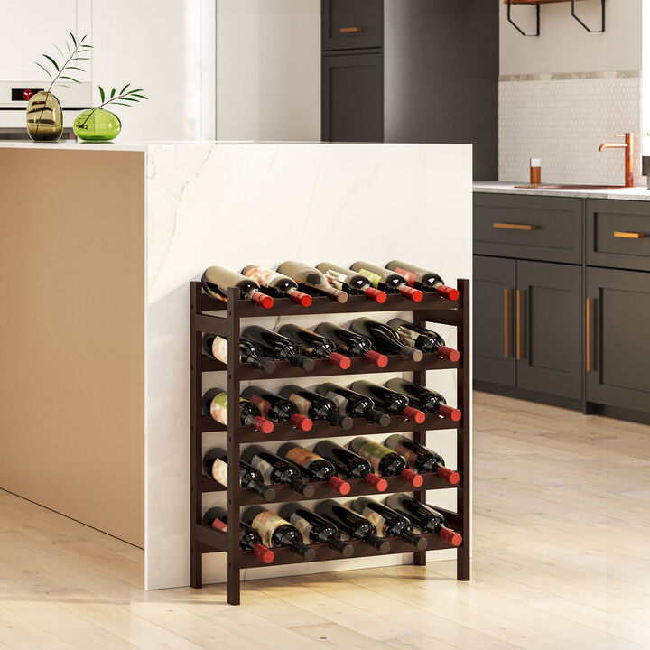 Bamboo Wine Rack - 5-Tier Storage Shelf for Stylish Wine Organization