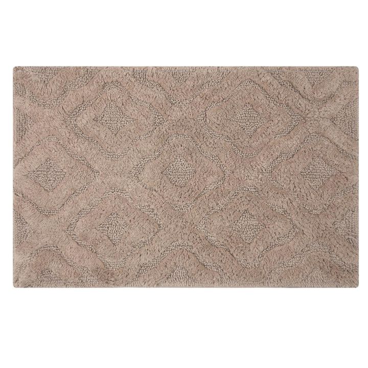 Knightsbridge Link Bath Rug Cotton Non Skid Back - 17x24", Stone