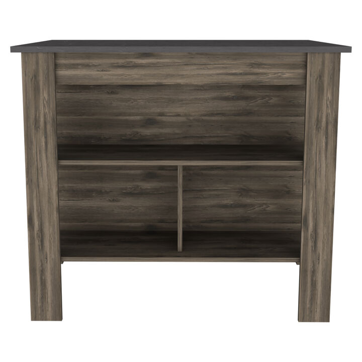 Streamdale Cala Kitchen Island, Four Legs, Three Shelves - Dark Brown Onyx