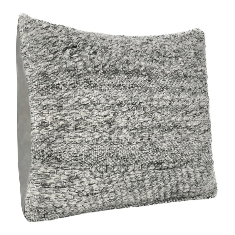 Dolu Lumbar Throw Pillow, Hand Woven Texture, 14x20 Inch, Gray - Benzara