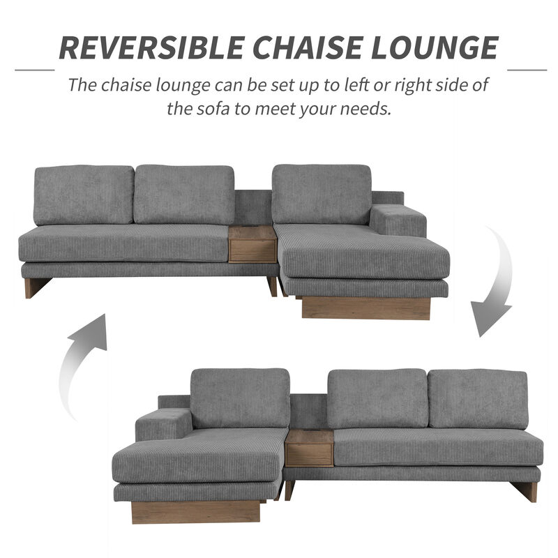 Merax L-shaped Sofa Sectional Sofa with Two USB Ports