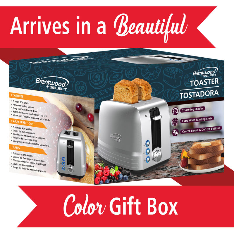 Brentwood Select Extra Wide 2 Slot Stainless Steel Toaster