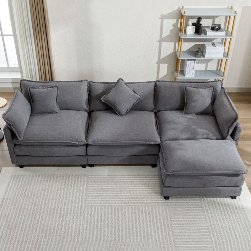 112.2" L-Shape Chenille Upholstered Sofa