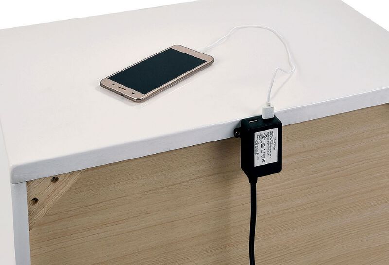 Streamdale High Gloss White Nightstand with USB Charger
