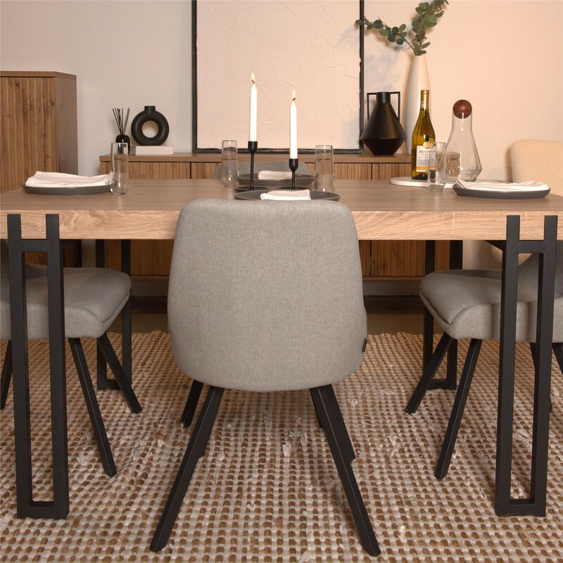Ren Home Thora Armless Dining Chairs with Upholstered Cushion and Oak Legs Set of 2
