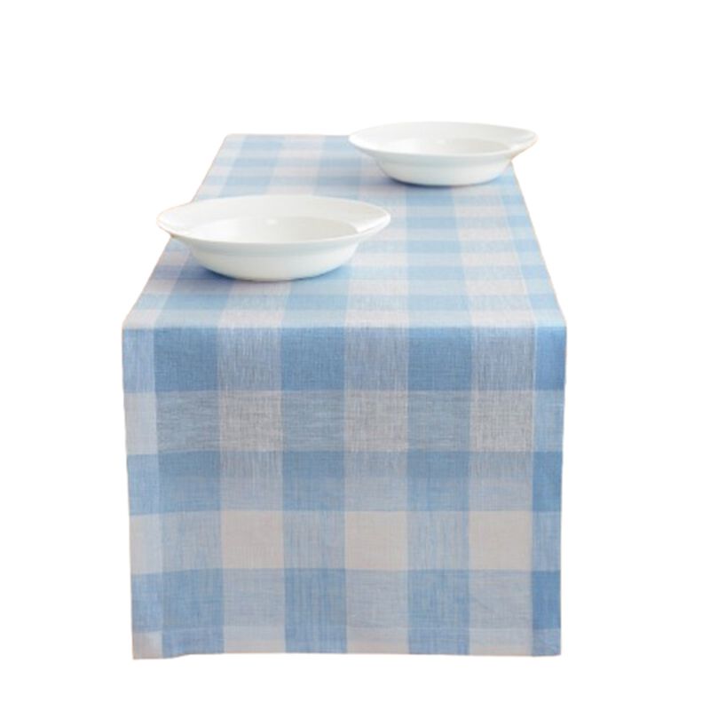 Solino Home 100% Pure Linen Table Runner | Buffalo Check for Thanksgiving, Christmas