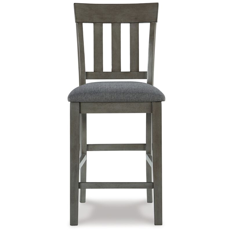 Haly Counter Height Chair Set of 2, Gray Solid Wood Frame and Fabric - Benzara