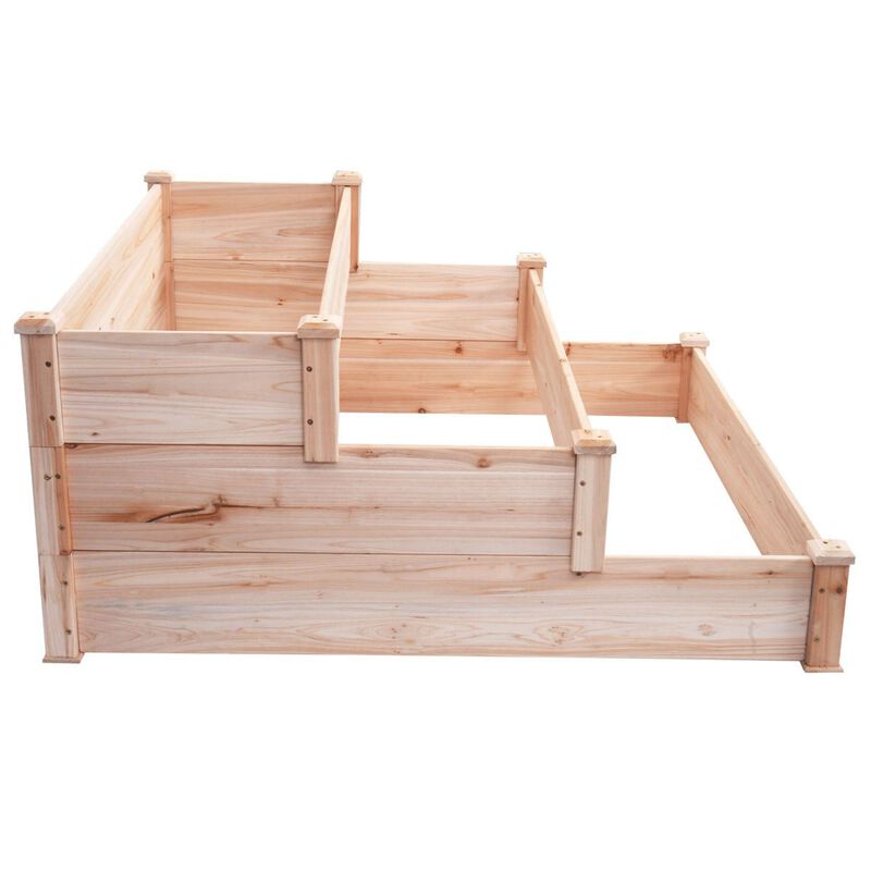 QuikFurn Solid Wood 4 Ft x 4 Ft Raised Garden Bed Planter 3-Tier
