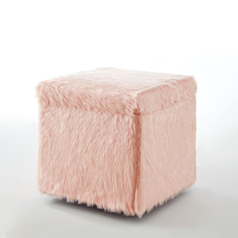 Inspired Home Emme Faux Fur Storage Ottoman