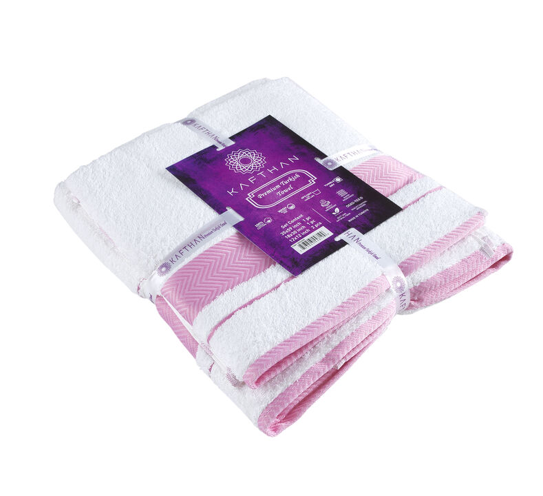 KAFTHAN Textile Fishbone Turkish Cotton Bath Towels (Set of 4)