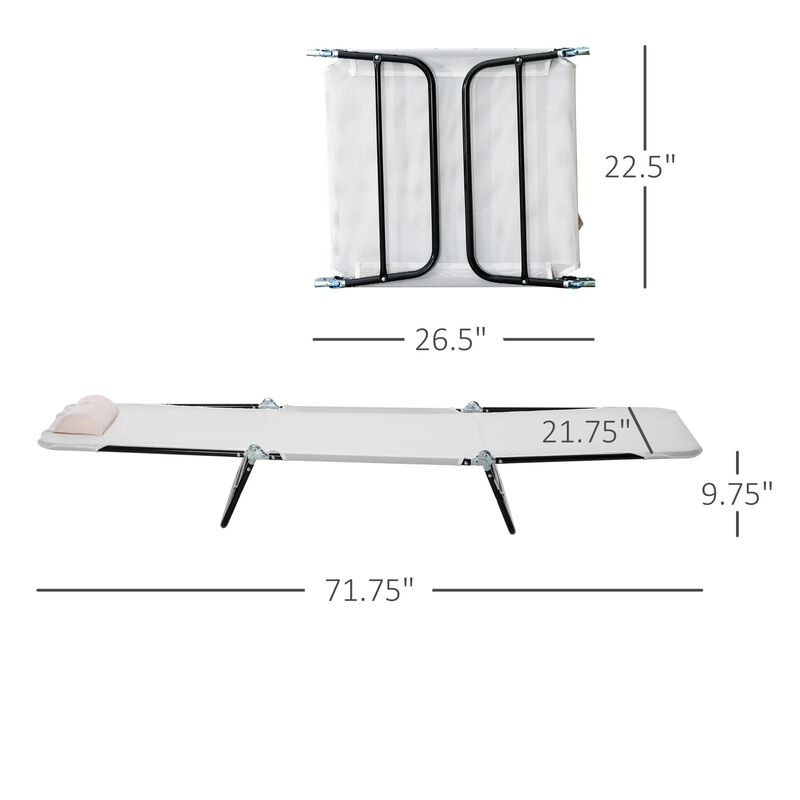 Cream White Lounger: Folding 5-Level Adjustable Chaise with Headrest