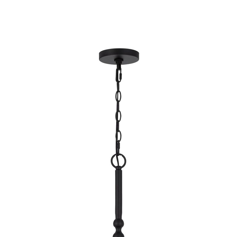 Rino 36 Inch Chandelier, Brass Candelabra Sleeve Accents, Black Metal - Benzara