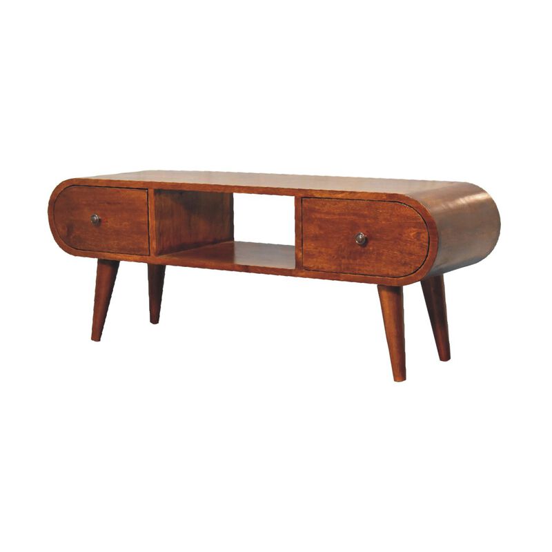 Artisan Furniture Chestnut Circular Solid Wood 2 Drawer  TV Unit