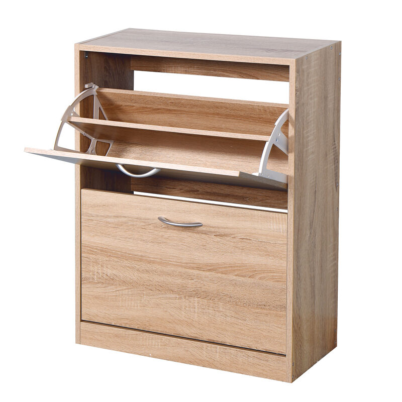 White Shoe Storage Cabinet with Flip Doors