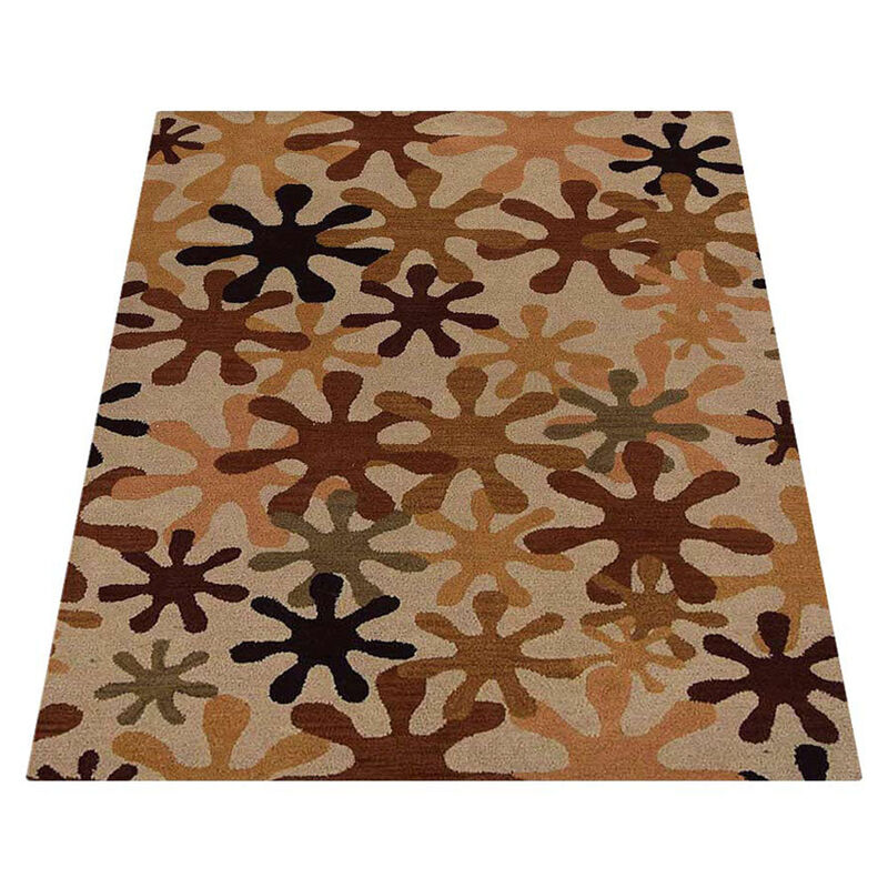 RUGSOTIC CARPETS HAND TUFTED WOOL ECO-FRIENDLY AREA RUGS  - 4'x6', Rectangle Shape, Cream, Contemporary Modern Design, High Pile Thick Handmade Area Rugs for Living Room, Bed Room (K00699)