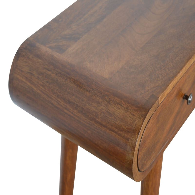 Solid Wood 2 Drawer Chestnut Curved Edge Console Table