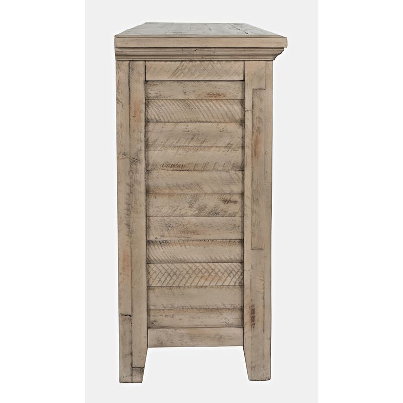 Jofran Rustic Shores 54 Coastal Distressed Acacia Four-Door Credenza Cabinet