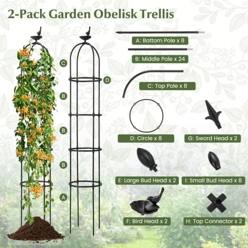 Hivvago 2-Pack Garden Obelisk Trellis for Climbing Plants