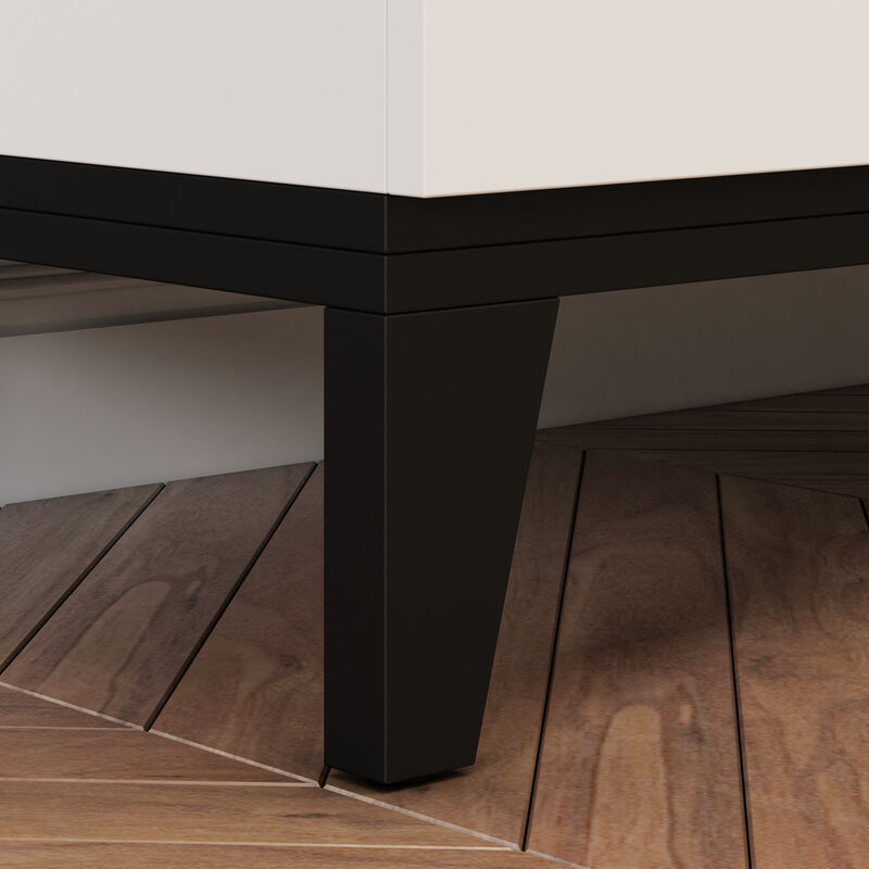Sideboard Buffet Storage Cabinet with Doors and 4 Drawers, Kitchen Cupboard Cabinet with Adjustable Shelves in White