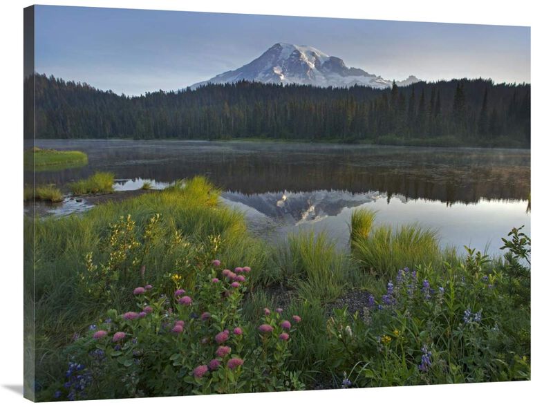 Mount Rainier and Reflection Lake, Mount Rainier National Park, Washington-Canvas Art-40x30