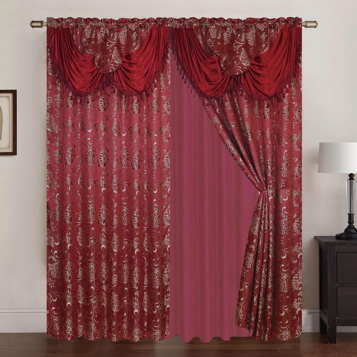 Rt Designers Collection Clayton 2-Piece Double Panel Elegant Thermal Insulated Grommet Curtain Panels - Each Panel 54" X 84" Burgundy