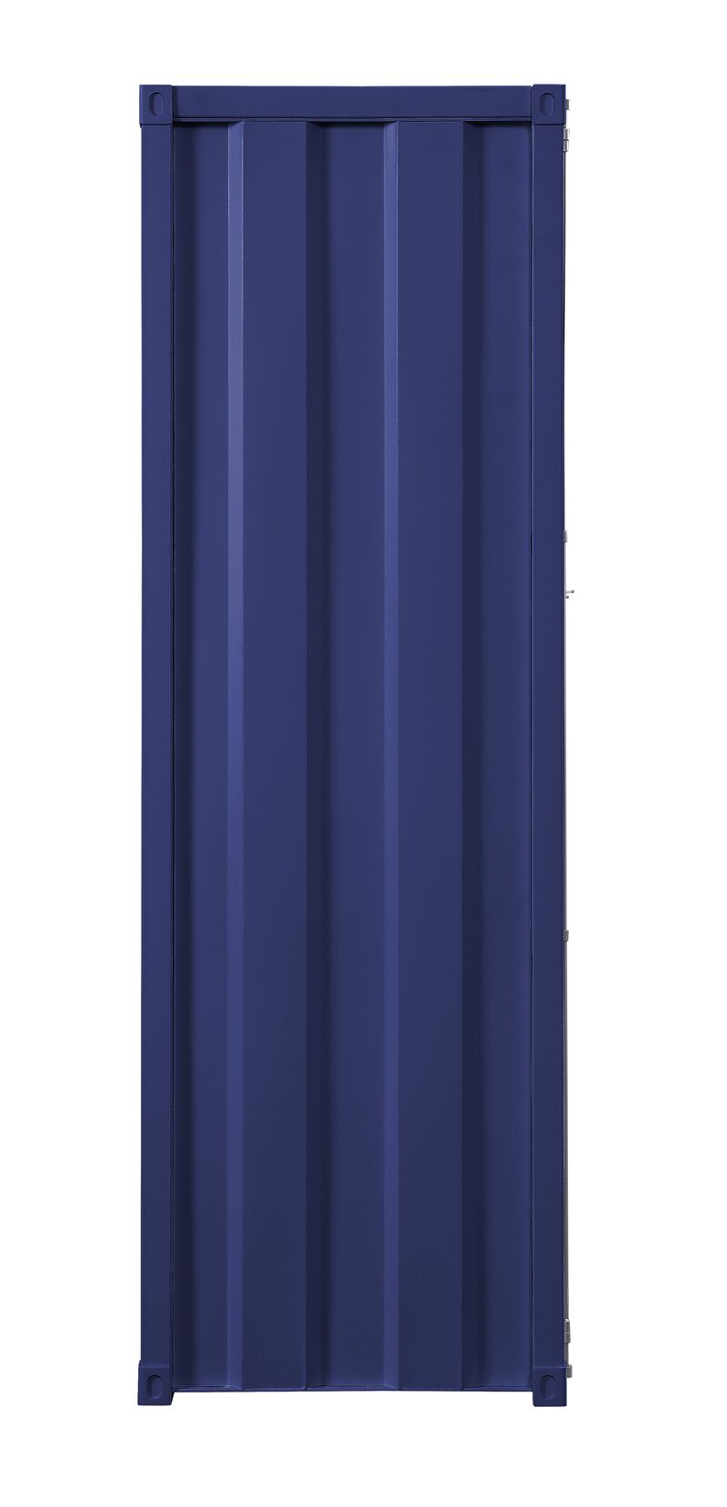 Industrial Style Metal Wardrobe with Recessed Door Front, Blue - Benzara